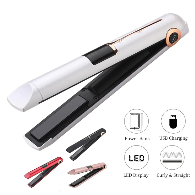 Portable USB Rechargeable Hair Straightener and Curler