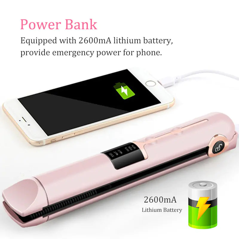 Portable USB Rechargeable Hair Straightener and Curler