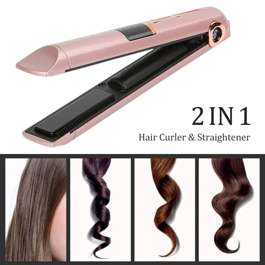 Portable USB Rechargeable Hair Straightener and Curler